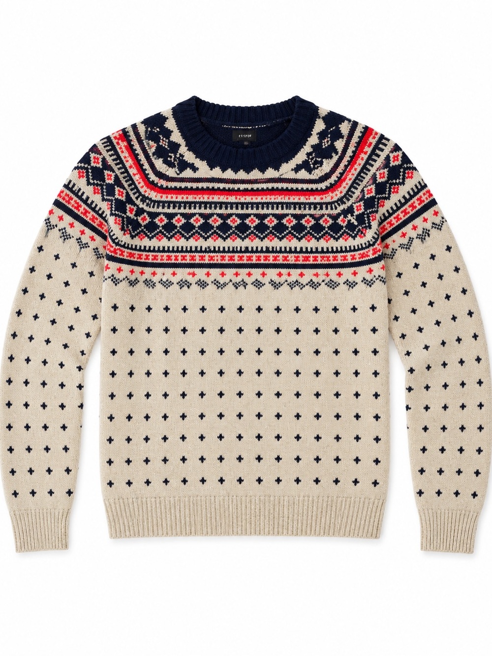 J.Crew Men's Fair Isle Crewneck Sweater in Cream and Navy